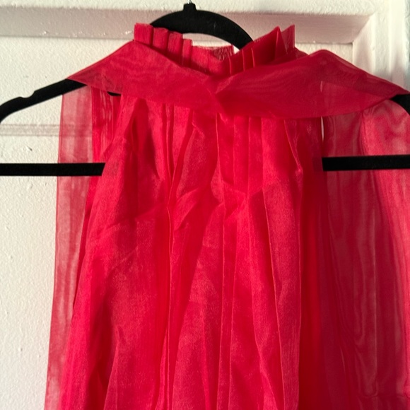 Zara hot pink/red organza mini dress size M - Picture 4 of 11